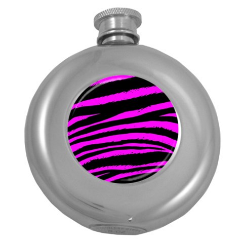 Pink Zebra Hip Flask (5 oz) from ArtsNow.com Front