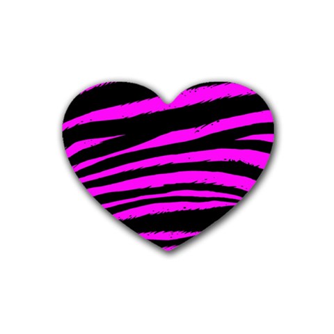 Pink Zebra Rubber Coaster (Heart) from ArtsNow.com Front