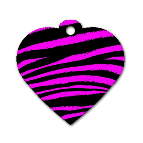 Pink Zebra Dog Tag Heart (One Side) from ArtsNow.com Front