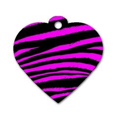 Pink Zebra Dog Tag Heart (Two Sides) from ArtsNow.com Front