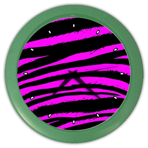 Pink Zebra Color Wall Clock from ArtsNow.com Front