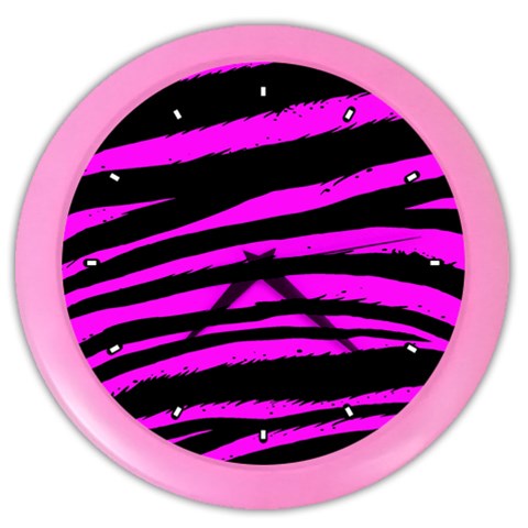 Pink Zebra Color Wall Clock from ArtsNow.com Front