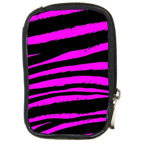 Pink Zebra Compact Camera Leather Case from ArtsNow.com Front