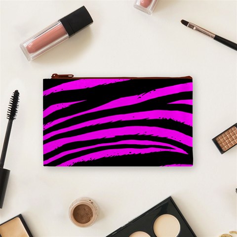 Pink Zebra Cosmetic Bag (Small) from ArtsNow.com Front