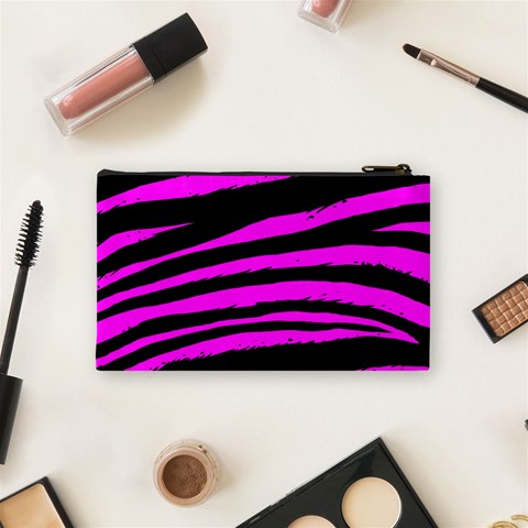 Pink Zebra Cosmetic Bag (Small) from ArtsNow.com Back