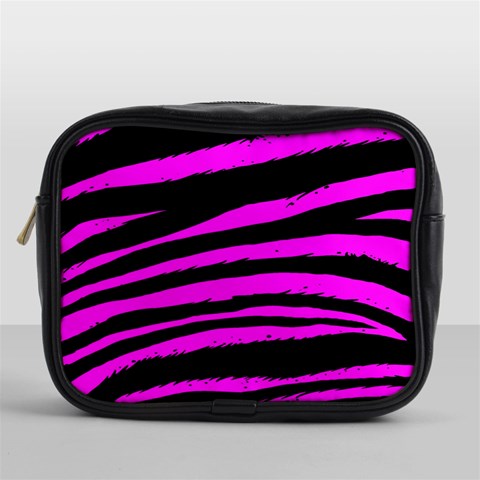 Pink Zebra Mini Toiletries Bag (One Side) from ArtsNow.com Front