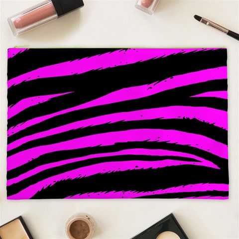 Pink Zebra Cosmetic Bag (XXL) from ArtsNow.com Front