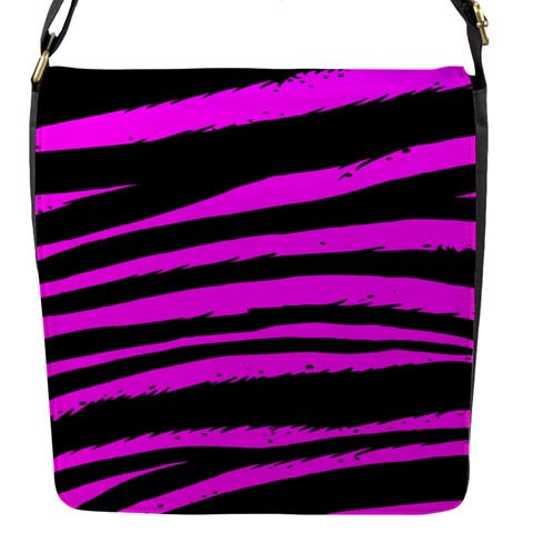 Pink Zebra Flap closure messenger bag (Small) from ArtsNow.com Front