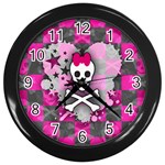 Princess Skull Heart Wall Clock (Black)