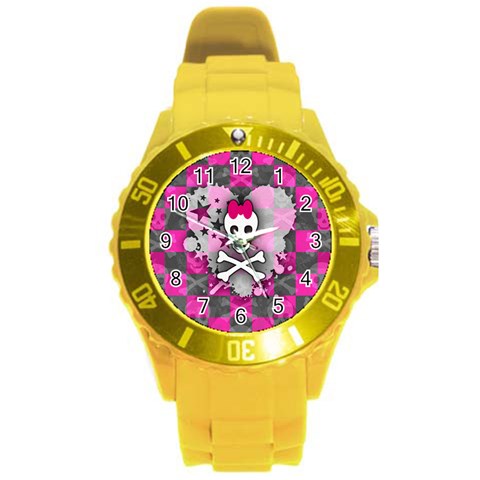 Princess Skull Heart Round Plastic Sport Watch Large from ArtsNow.com Front