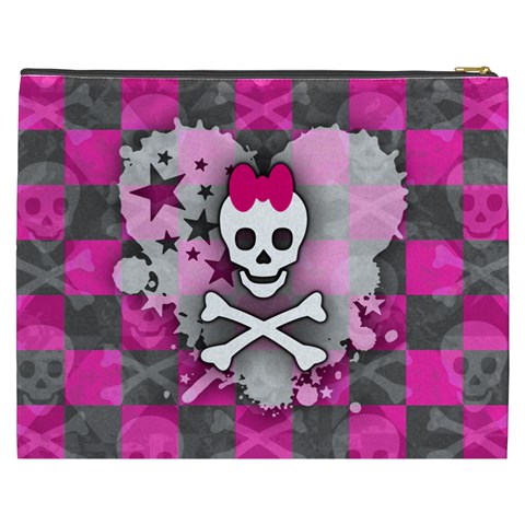 Princess Skull Heart Cosmetic Bag (XXXL) from ArtsNow.com Back