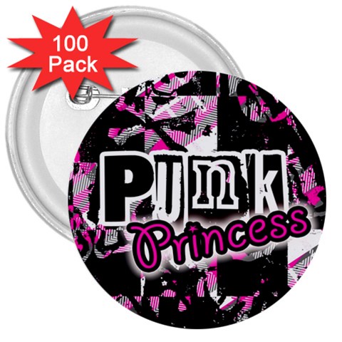 Punk Princess 3  Button (100 pack) from ArtsNow.com Front