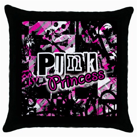 Punk Princess Throw Pillow Case (Black) from ArtsNow.com Front