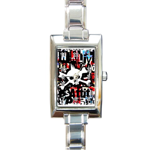 Punk Skull Rectangular Italian Charm Watch from ArtsNow.com Front