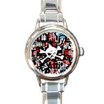 Punk Skull Round Italian Charm Watch