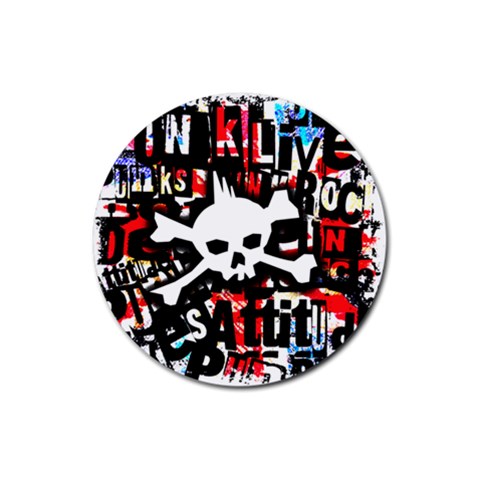 Punk Skull Rubber Round Coaster (4 pack) from ArtsNow.com Front