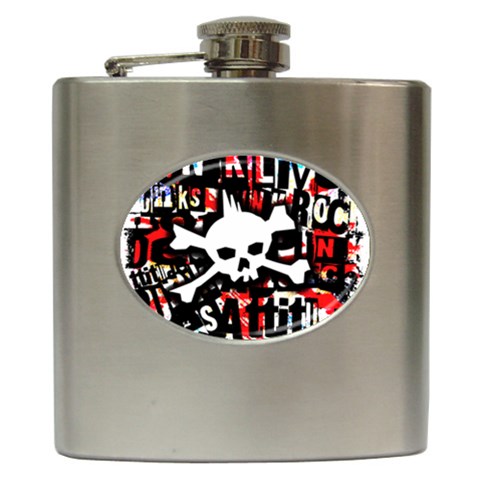 Punk Skull Hip Flask (6 oz) from ArtsNow.com Front