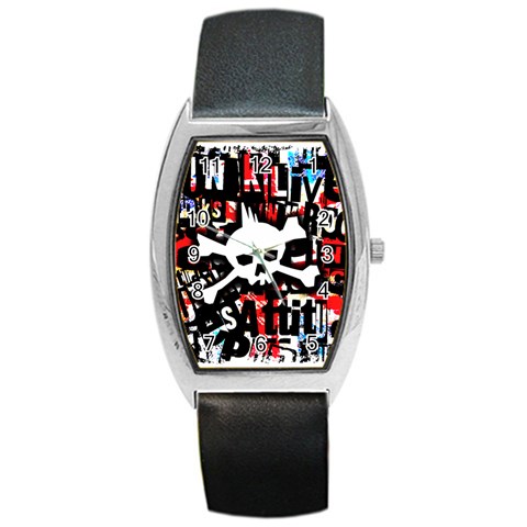 Punk Skull Barrel Style Metal Watch from ArtsNow.com Front