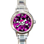 Punk Skull Princess Round Italian Charm Watch