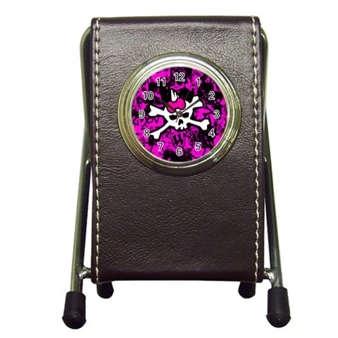 Punk Skull Princess Pen Holder Desk Clock from ArtsNow.com Front