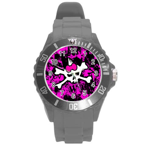 Punk Skull Princess Round Plastic Sport Watch Large from ArtsNow.com Front