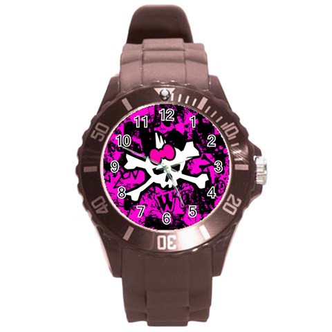 Punk Skull Princess Round Plastic Sport Watch Large from ArtsNow.com Front