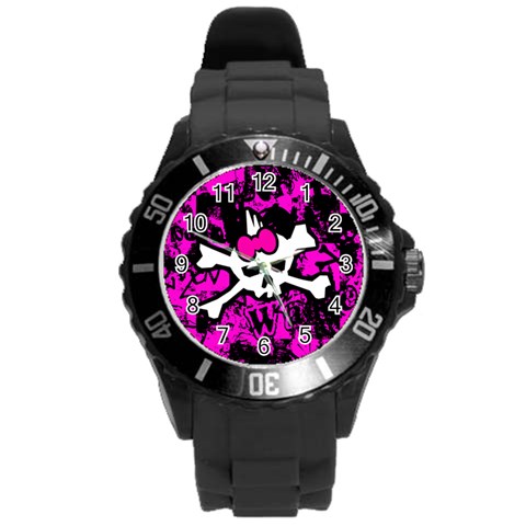 Punk Skull Princess Round Plastic Sport Watch Large from ArtsNow.com Front