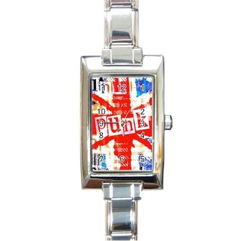 Punk Union Jack Rectangular Italian Charm Watch from ArtsNow.com Front