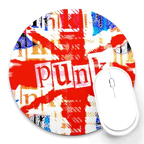 Punk Union Jack Round Mousepad from ArtsNow.com Front