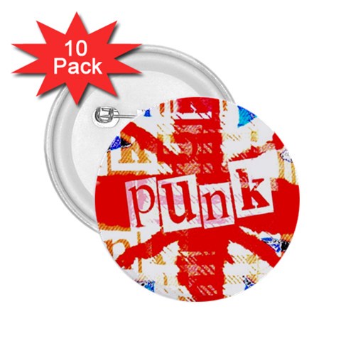 Punk Union Jack 2.25  Button (10 pack) from ArtsNow.com Front