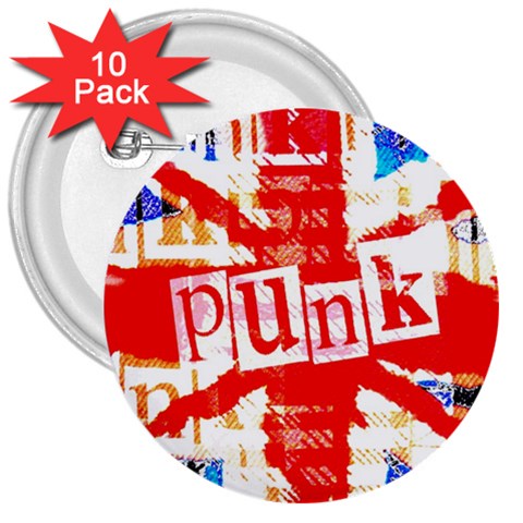 Punk Union Jack 3  Button (10 pack) from ArtsNow.com Front