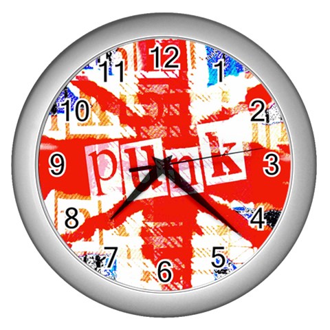 Punk Union Jack Wall Clock (Silver) from ArtsNow.com Front