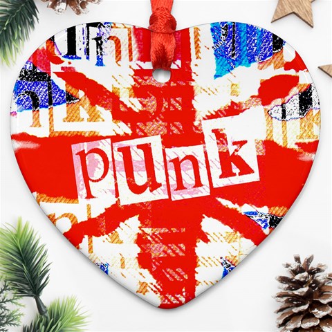 Punk Union Jack Heart Ornament (Two Sides) from ArtsNow.com Front