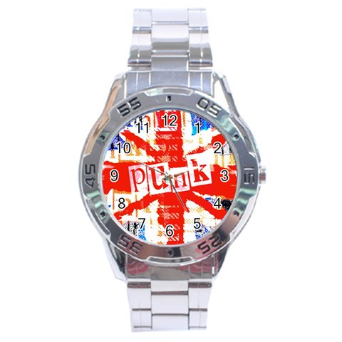 Punk Union Jack Stainless Steel Analogue Men’s Watch from ArtsNow.com Front