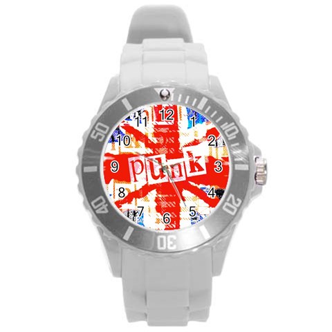 Punk Union Jack Round Plastic Sport Watch Large from ArtsNow.com Front