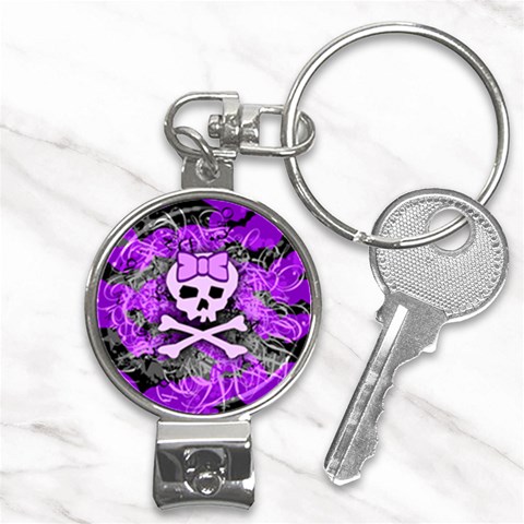 Purple Girly Skull Nail Clippers Key Chain from ArtsNow.com Front