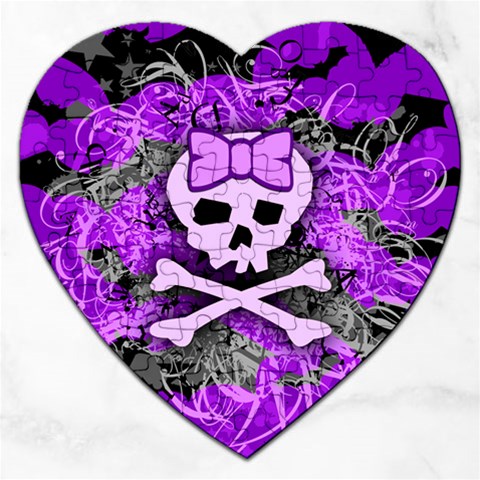 Purple Girly Skull Jigsaw Puzzle (Heart) from ArtsNow.com Front