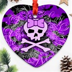 Purple Girly Skull Heart Ornament (Two Sides)