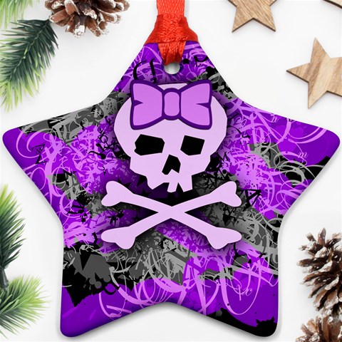 Purple Girly Skull Star Ornament (Two Sides) from ArtsNow.com Back