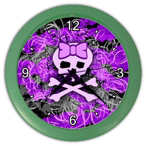 Purple Girly Skull Color Wall Clock from ArtsNow.com Front