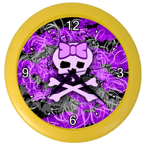 Purple Girly Skull Color Wall Clock from ArtsNow.com Front