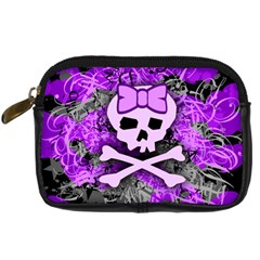 Purple Girly Skull Digital Camera Leather Case from ArtsNow.com Front