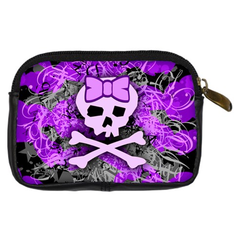 Purple Girly Skull Digital Camera Leather Case from ArtsNow.com Back