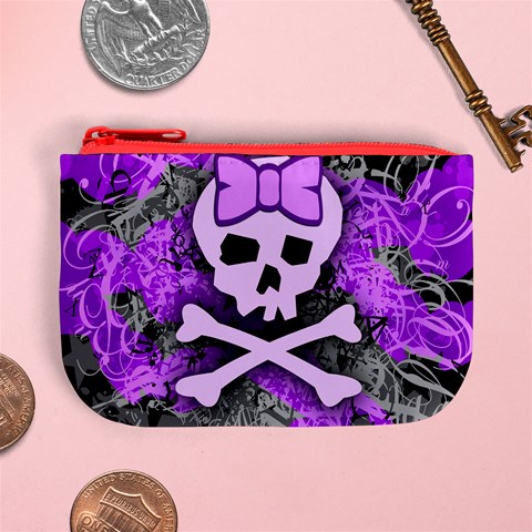 Purple Girly Skull Mini Coin Purse from ArtsNow.com Front