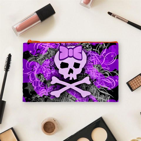 Purple Girly Skull Cosmetic Bag (Medium) from ArtsNow.com Front