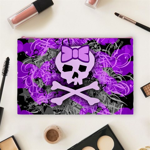 Purple Girly Skull Cosmetic Bag (Large) from ArtsNow.com Front