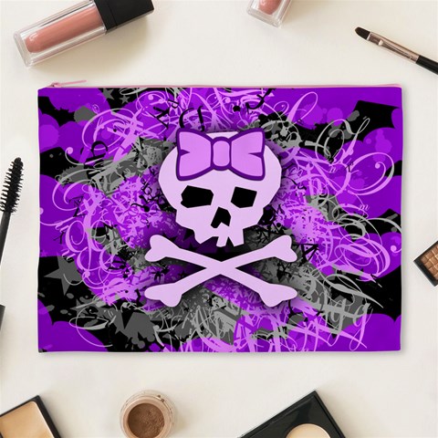 Purple Girly Skull Cosmetic Bag (XL) from ArtsNow.com Front