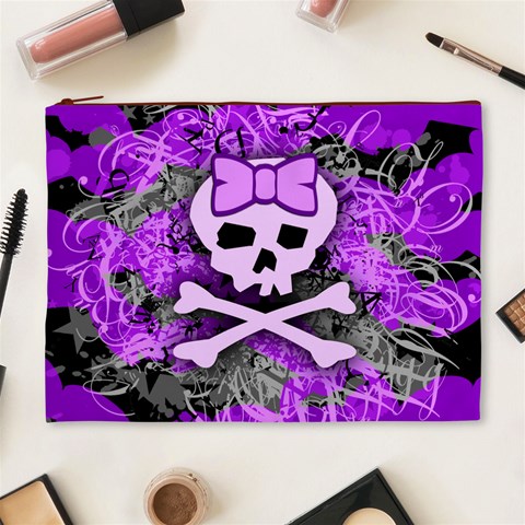 Purple Girly Skull Cosmetic Bag (XL) from ArtsNow.com Front