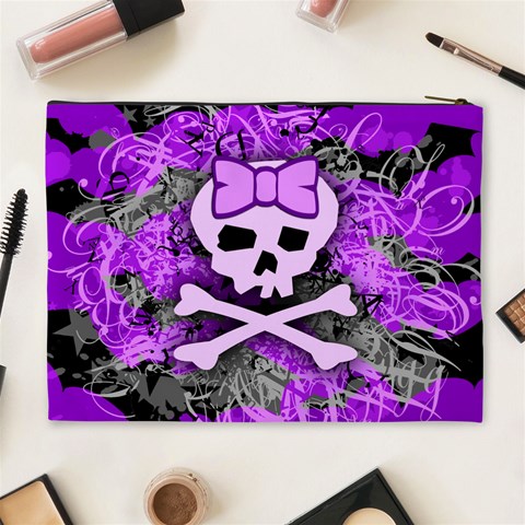 Purple Girly Skull Cosmetic Bag (XL) from ArtsNow.com Back