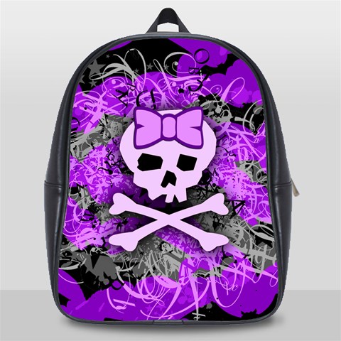 Purple Girly Skull School Bag (Large) from ArtsNow.com Front